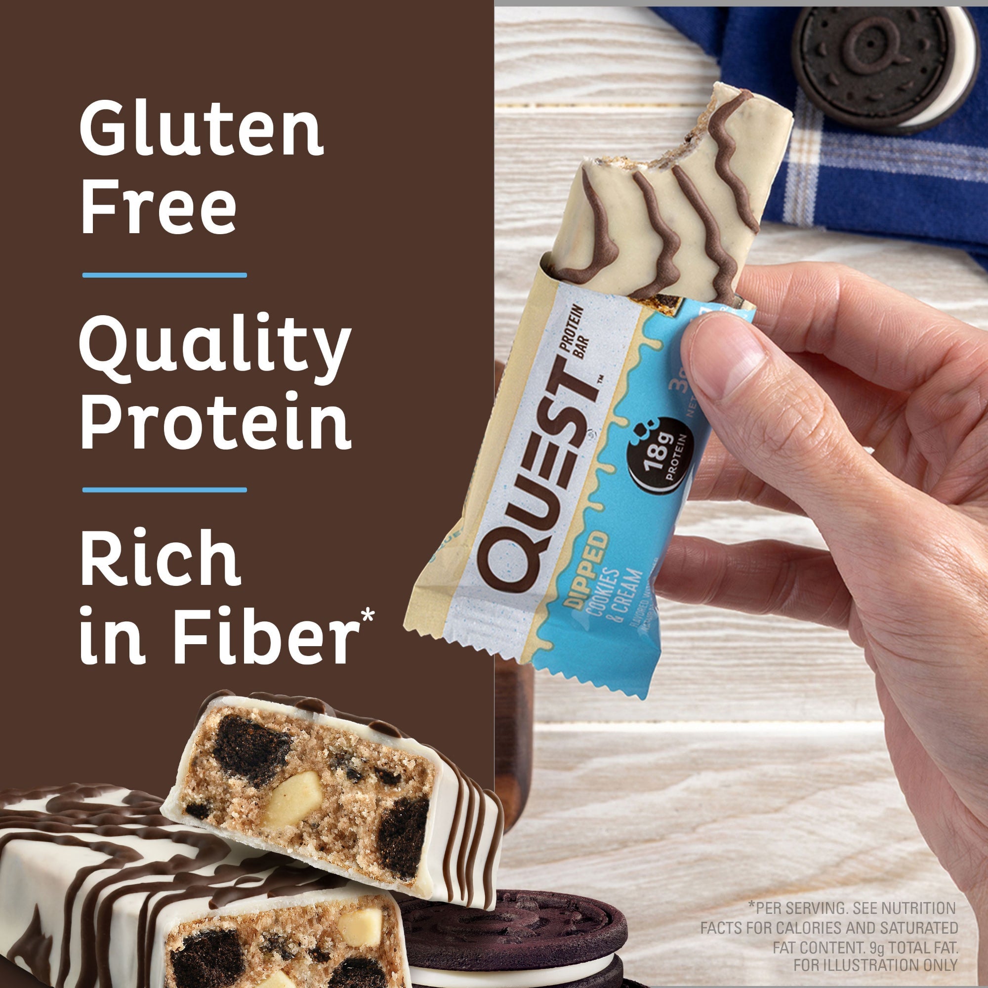 Dipped Cookies & Cream Protein Bars