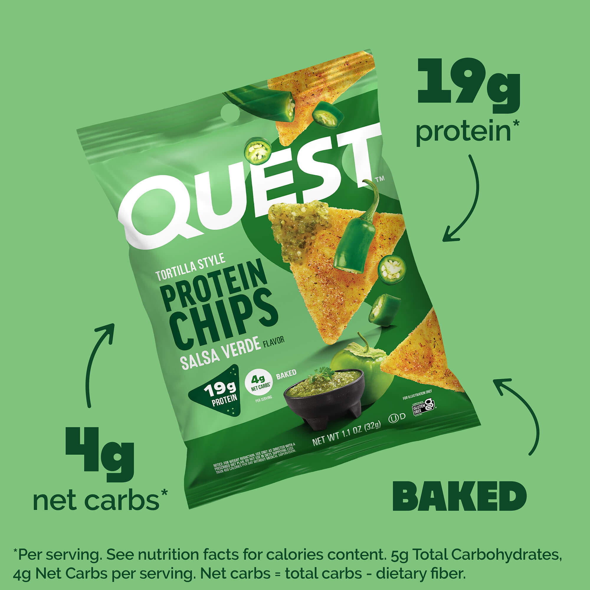 Salsa Verde Tortilla Style Protein Chips
